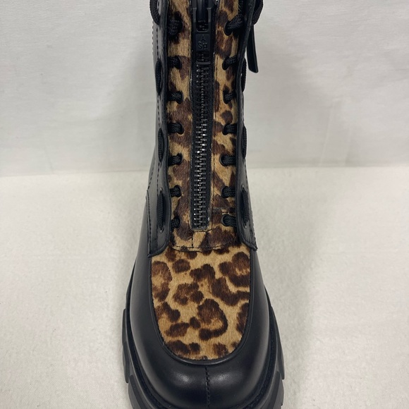 ASH Lynch Lynne Leather & Calf Hair Combat Bike Booties Size US 6.5-7 EU 37 NWT - Picture 5 of 13